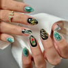 24-Pack Christmas Green Snowflake Press-On Nails with Rhinestones – Holiday False Nail Set for Women