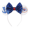 Sequin Snowflake Mouse Ear Headband with 5\" (12.7 cm) Bow – Kids & Adults Festival Party Cosplay Hairband