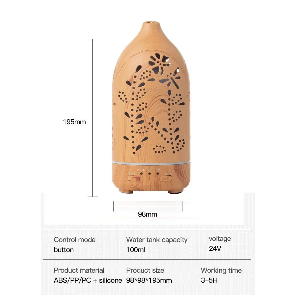 Ultrasonic Essential Oil Diffuser 100ml (3.4 fl oz) with LED Lights - Adjustable Cool Mist Modes for Aromatherapy & Humidifying