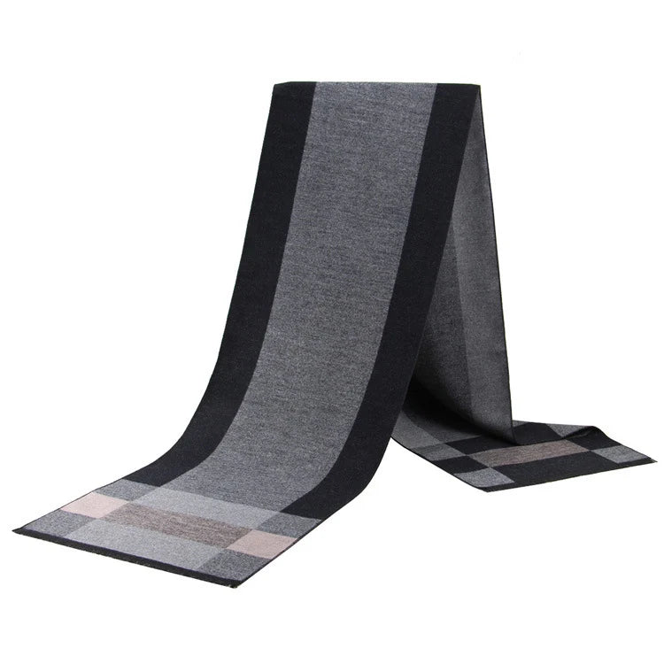 Men's Cashmere-Feel Scarf 180 x 31 cm (71 x 12 in) Plaid Stripe Pashmina Shawl Warm Winter