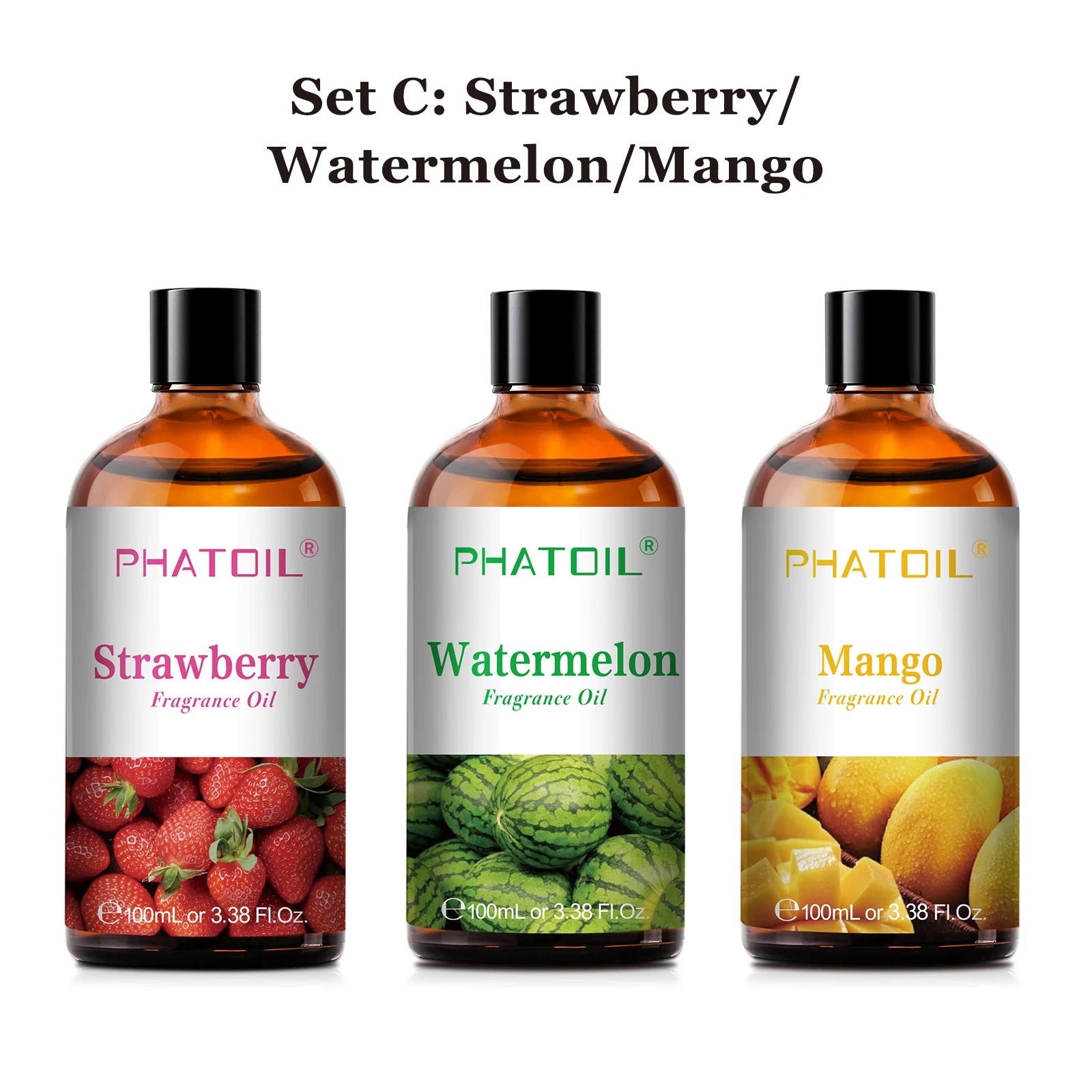 PHATOIL 100ml Aromatherapy Fragrance Oil — Coconut & Vanilla, Strawberry, Cherry, Lemon — 1/2/3-Pack for Diffuser, Candle Making & DIY