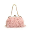 Luxury Faux Fur Evening Bag for Women Fluffy Plush Shell Clutch Shoulder Crossbody