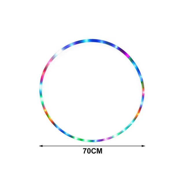 LED Flashing Fitness Hula Hoop 90 cm (35.4 in) 7-Color Portable Weighted Exercise Hoop for Waist & Core