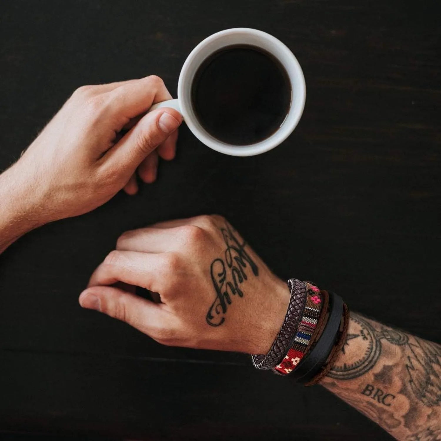 31-Piece Braided Leather & Hemp Bracelet Set for Men & Women - Wooden Bead Tribal Punk Multilayer Wristbands