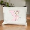 Ballet Girls A-Z Initial Canvas Makeup Pouch – Floral Cosmetic Organizer Clutch (22 x 14 cm / 8.7 x 5.5 in) – Travel & Bridesmaid Gift