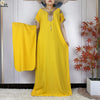 Muslim Women's Summer Cotton Dashiki Abaya - Short Sleeve Tassel Caftan Maxi Dress with Headscarf