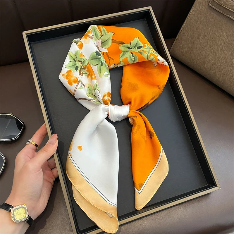 Bohemian Paisley Satin-Feel Polyester Square Scarf for Women 70×70 cm (27.6×27.6 in) – Neck, Hair, Bandana Shawl