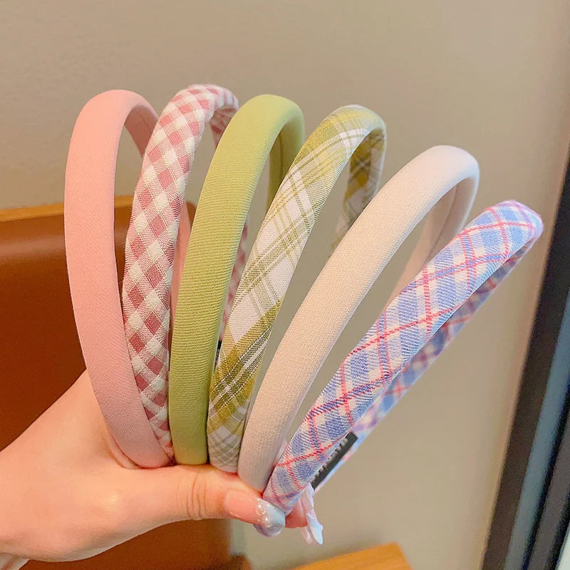 1/2/3-Pack Women's Solid & Plaid Fabric Headbands – Spring Summer Sweet Princess Head Hoops