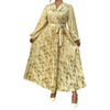 Plus Size Leaf Print Midi Dress V-Neck Ruffle Long Sleeve