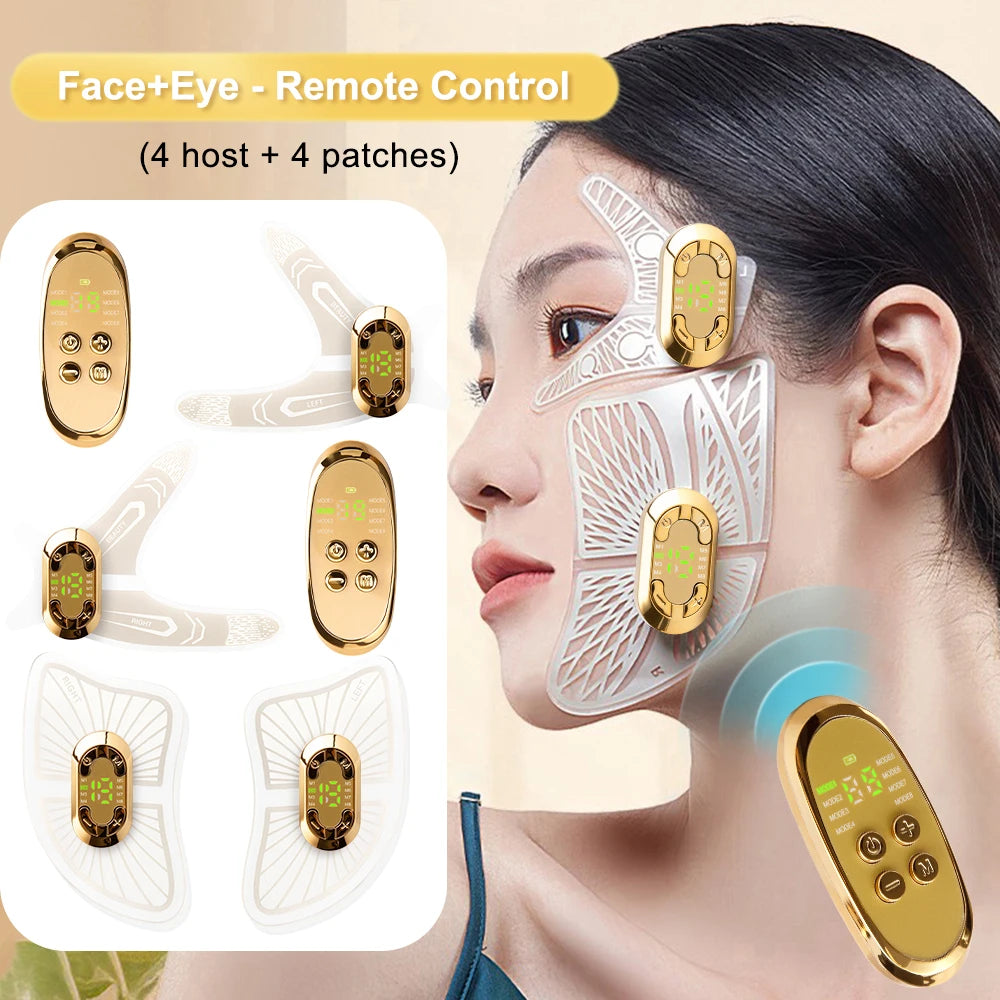 EMS Microcurrent Eye & Face Massager - Eye Lifting Device for Dark Circles, Puffiness & Wrinkle Reduction