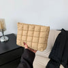 Quilted Cotton Cosmetic Bag — Square Makeup & Travel Toiletry Organizer (10.2×9.8×6.3 in / 26×25×16 cm)