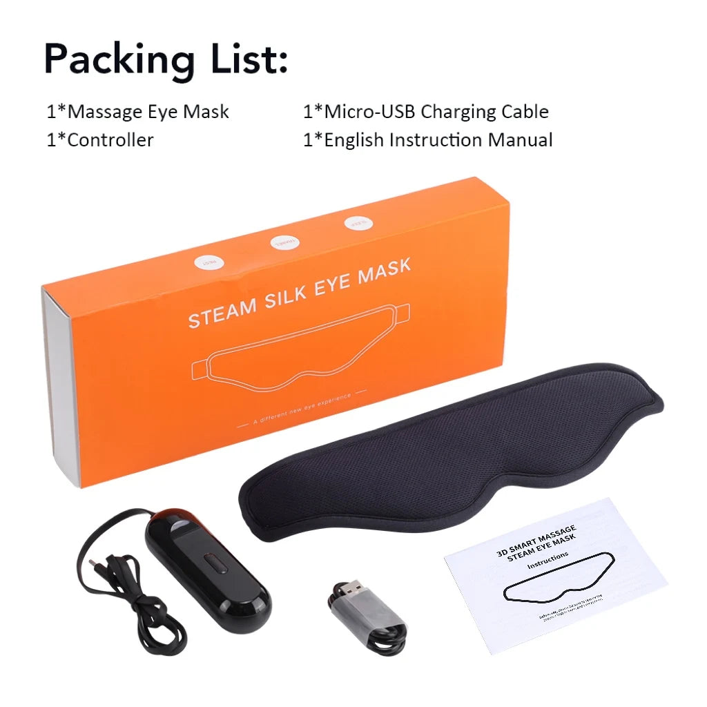 Hailicare 3D Heated Eye Massager – 3-Level Hot Compress, 5-Speed Vibration Sleep Mask with LED Display & 1800mAh Battery