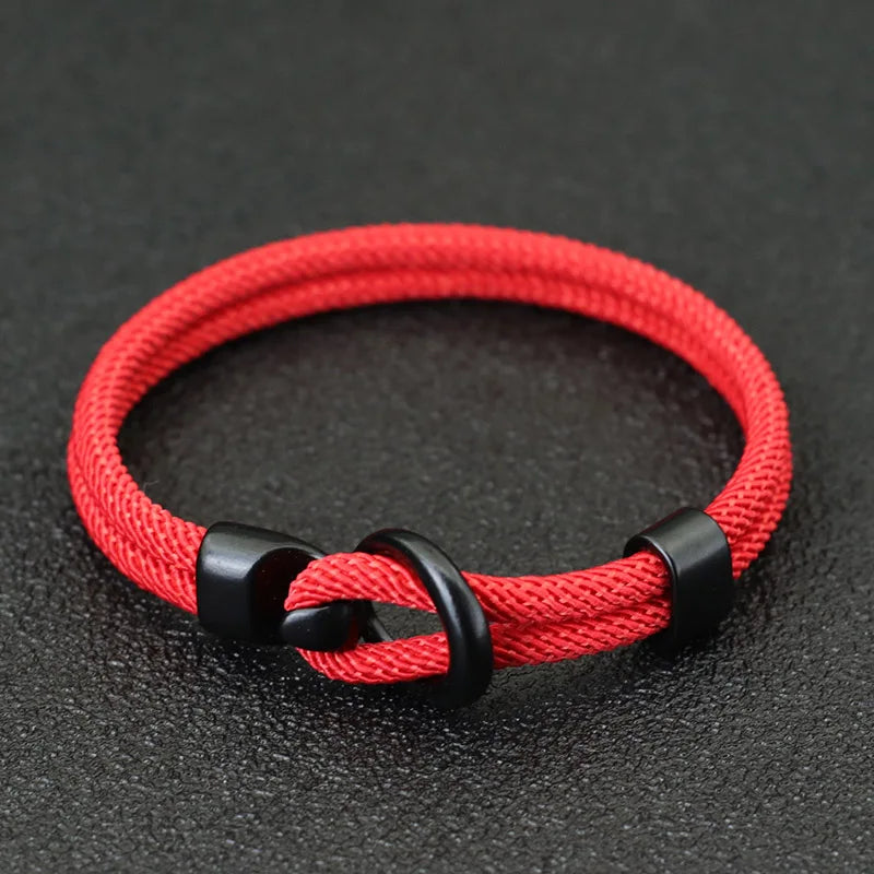 Men's Double-Layer Paracord Rope Bracelet – Outdoor Survival Camping Bracelet with Easy-Hook Clasp