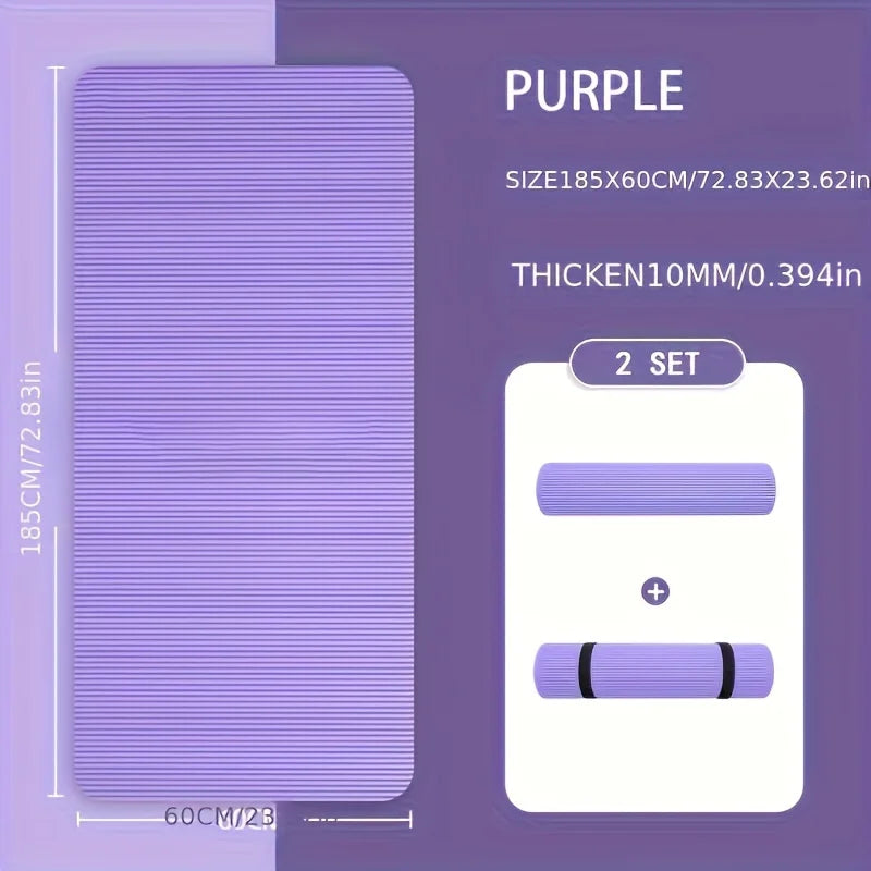 NBR Yoga Mat 10/15mm Thick Anti-Slip Fitness Mat – 185×80cm (72.8×31.5in) & 185×60cm (72.8×23.6in) for Yoga Pilates Gymnastics