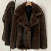 Women's Faux Fur Long Coat – Khaki Warm Fluffy Overcoat, Double-Faced Fur