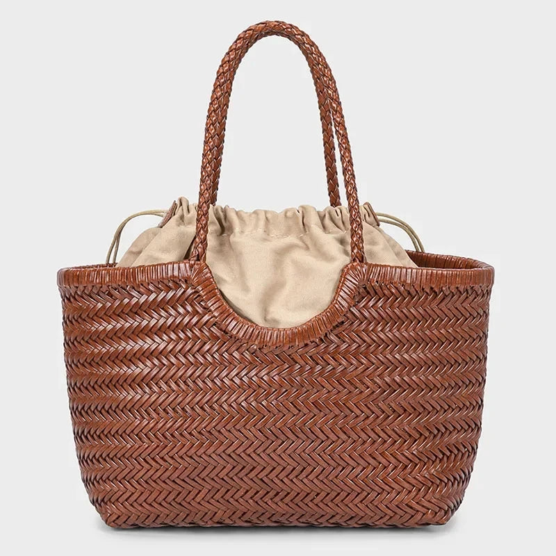 Women 2-in-1 Woven Straw Shoulder Bag – Adjustable Strap Large Capacity Dumpling Beach Bucket Bag