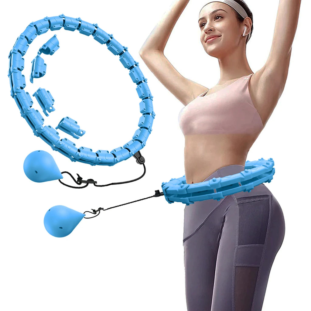 Adjustable Weighted Hula Hoop 21/24/27/30-Section – Blue Detachable Knots Waist Trainer