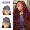 30-40 Inch (76-102 cm) Reddish Brown Deep Wave Human Hair Wig — 13x4 / 13x6 HD Transparent Lace Frontal, 200% Density, Remy Brazilian
