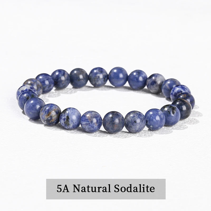 Natural Stone Beaded Bracelet 6/8/10mm — Obsidian Fluorite Quartz Jasper Stretch Yoga Bracelet for Women & Men