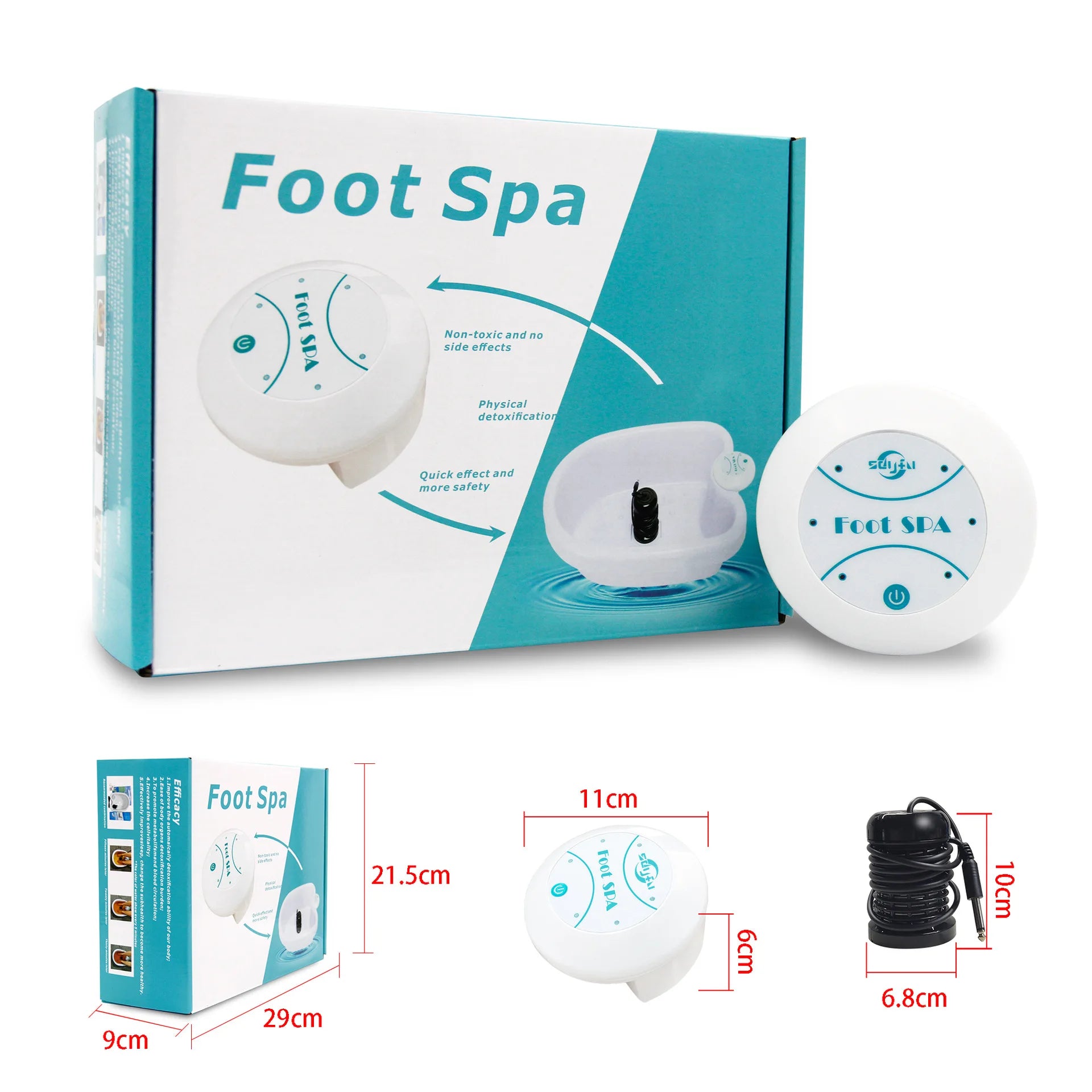 Detox Ion Electric Foot Spa Massager – Vibrating Whirlpool Foot Bath with Detox Array & Heat Therapy