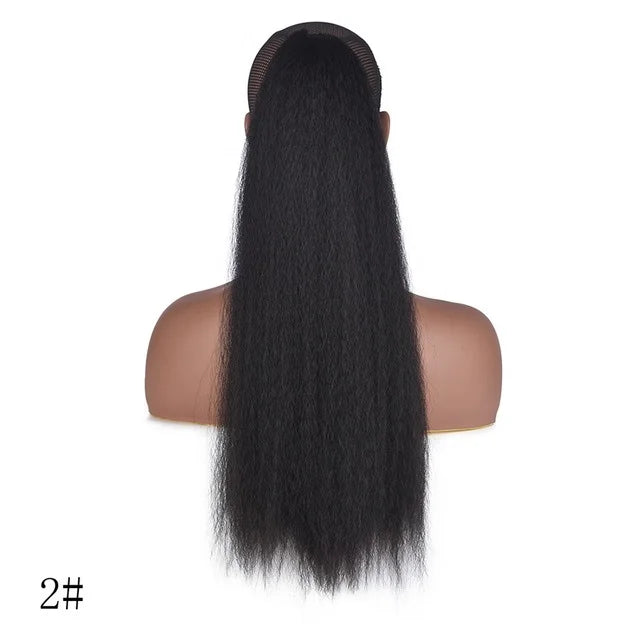 WIGSIN 22-Inch (56 cm) Synthetic Yaki Straight Puff Ponytail Clip-In Drawstring Hair Extension for Women
