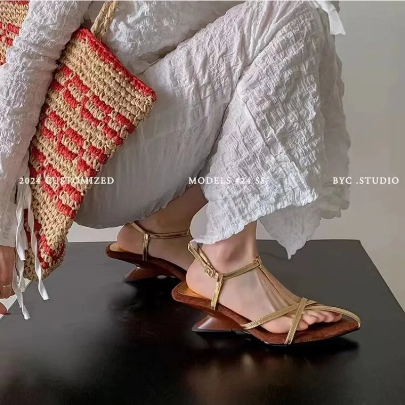 Women's Patent Leather Slingback Sandals - Mid Heel 3–5 cm (1.2–2.0 in) Buckle Strap Wedding & Formal Heels