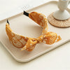 Cotton Cashew Flower Print Wide Soft Headband Bow Cross Ethnic Hair Hoop for Women