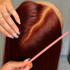 Brazilian Reddish Brown Bone Straight 13x4 HD Transparent Lace Front Human Hair Wig — 26+ inch (66+ cm)