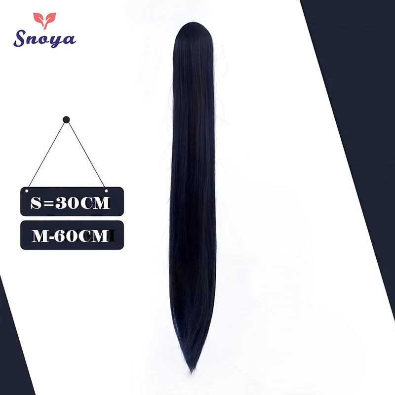 Snoya Clip-In Long Straight Ponytail Extension 60 cm / 30 cm (23.6 in / 11.8 in) Heat-Resistant Synthetic Claw Clip for Cosplay, Red, Purple, Pink, Blue