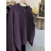 Vintage Grey V-Neck Knit Pullover Sweater for Women – Casual Loose Fit, Autumn/Winter