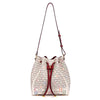 CHCH Women's Drawstring Bucket Bag Coffee Letter Print PU Leather Tote with Wallet