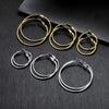6-Pair Stainless Steel Smooth Open Hoop Earrings Set - Unisex Fashion Jewelry Gift
