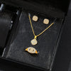 Luxury Cube Jewelry Set – Women's Necklace, Earrings & Ring Trio, Elegant Gift for Valentine's Day & Christmas