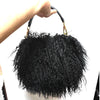 Real Fur Chain Shoulder Bag for Women – Wool Clutch Crossbody Party Handbag