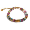 Colorful Natural Stone Beaded Bracelet - Handmade Stainless Steel Chain Bangle, Waterproof Boho Y2K Gift for Women