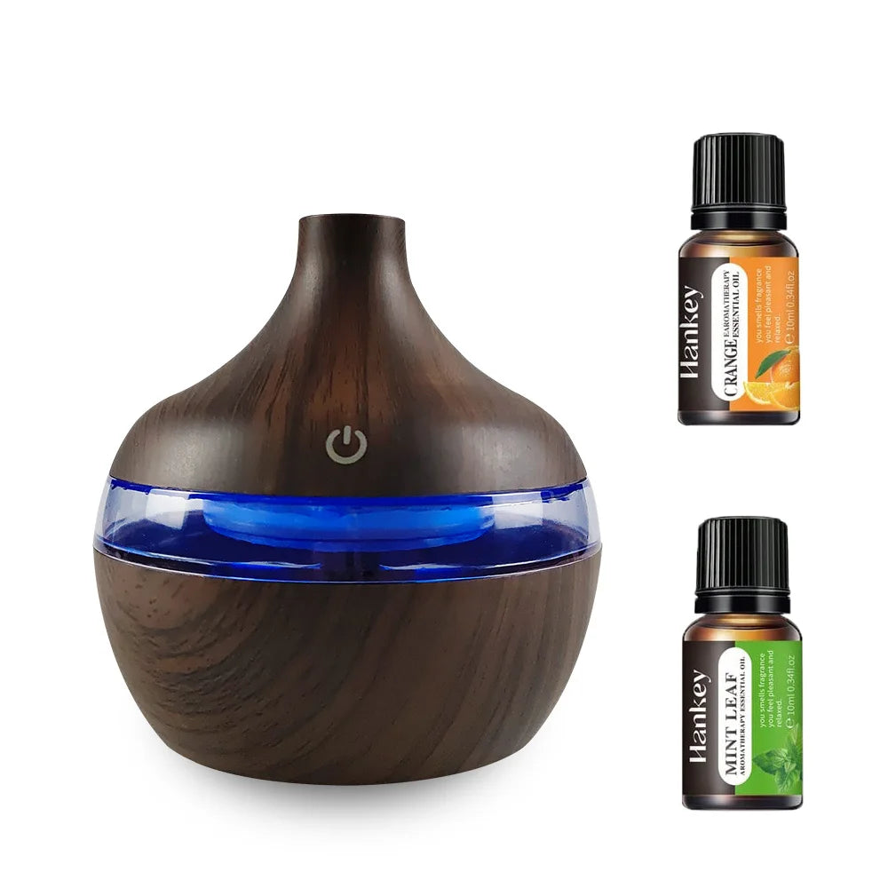 Portable USB Humidifier 300ml Rechargeable Aromatherapy Diffuser with 7-Color LED for Bedroom
