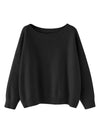 Plus Size Women's Casual Round Neck Knit Sweater - Solid Color Long Tunic