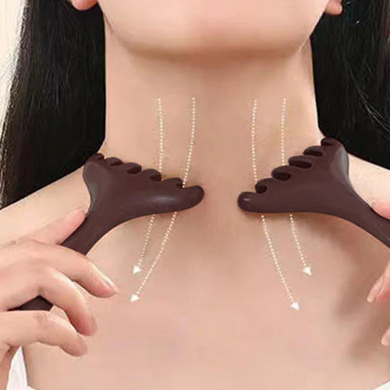 Wooden Handheld Massage Roller and Gua Sha Tool – Full-Body Trigger Point Massager for Women & Men