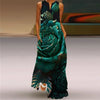 Elegant Sunflower 3D Floral Maxi Dress – Sleeveless V-Neck Summer Beach Sundress for Women