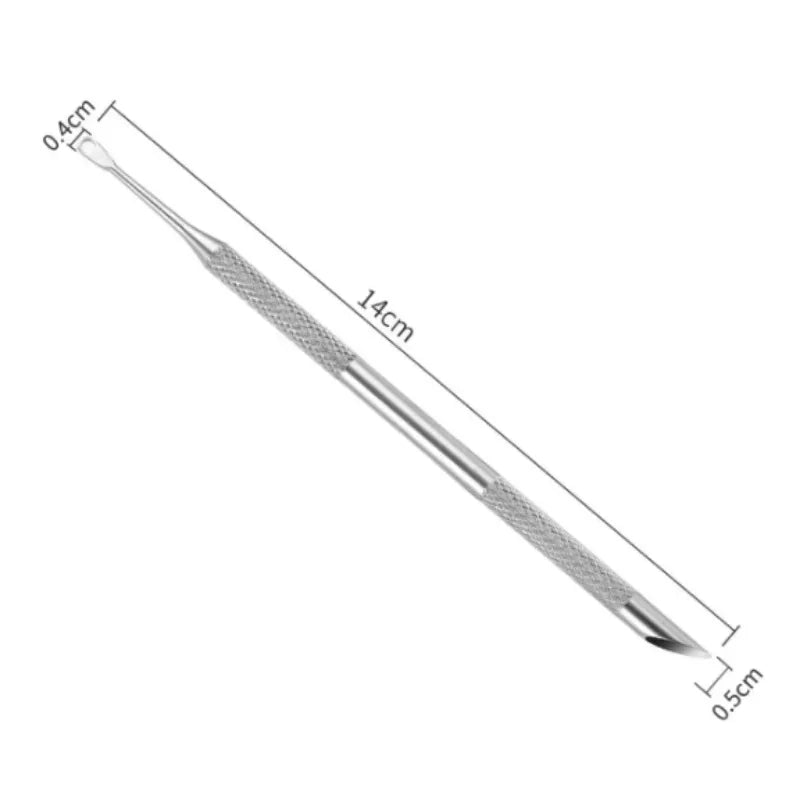 Double-Ended Stainless Steel Cuticle Pusher & Nail Remover – Beveled Circle Head Manicure Tool