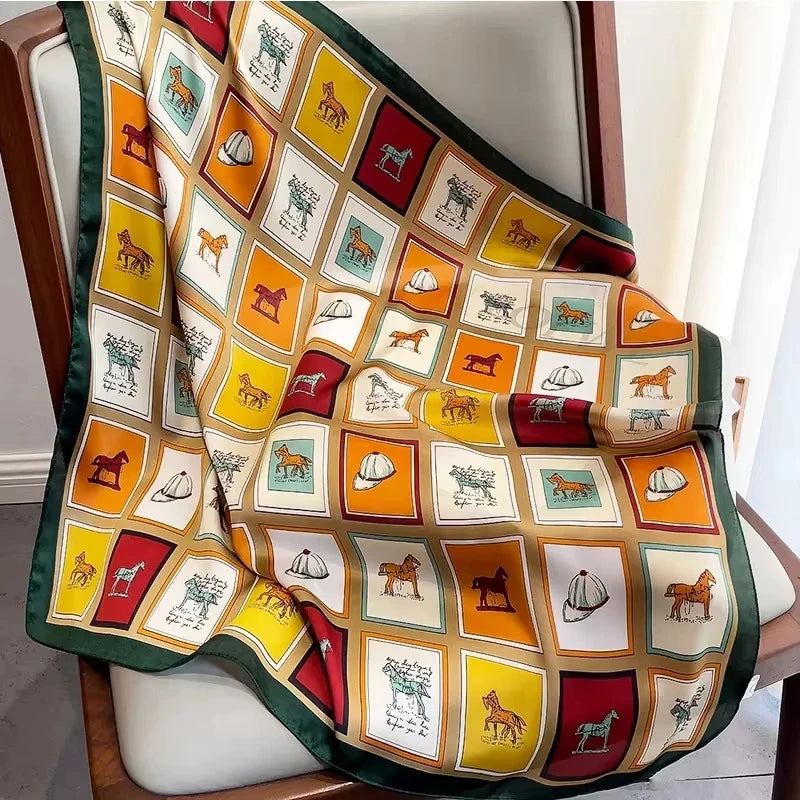 Luxury Satin-Feel Square Scarf 70 x 70 cm (27.6 x 27.6 in) – Women's Fashion Neck Wrap, Headband & Bandana