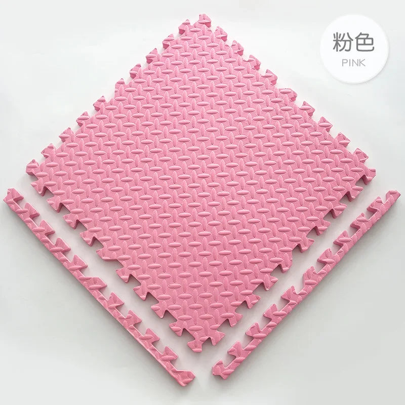 EVA Interlocking Foam Floor Tiles 30 x 30 cm (11.8 x 11.8 in) – Leaf Grain Non-Slip Gym, Yoga & Playroom Mat 1 cm Thick
