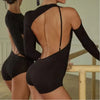 Women's Latin Dance Jumpsuit — Backless Long Sleeve with Mesh Fringe Skirt for Rumba Cha Cha Performance