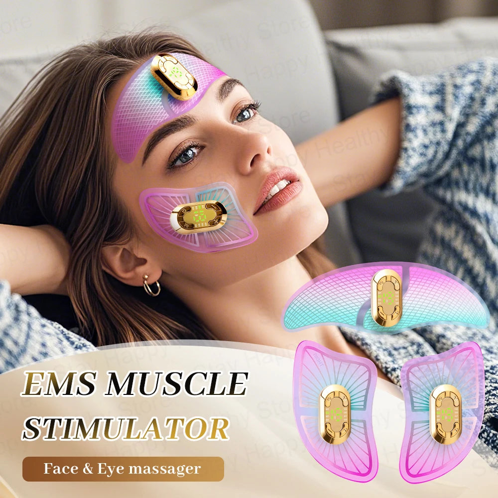 EMS Microcurrent Eye & Face Massager - Eye Lifting Device for Dark Circles, Puffiness & Wrinkle Reduction