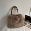 Faux Fur Shoulder Bag for Women, Plush Winter Underarm Handbag — Soft Warm Designer-Style Purse