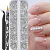 Mini Caviar Beads Nail Art 12-Grid Gold and Silver Micro Ball Charms 0.5–3mm (0.02–0.12in) with Magnetic Picker Pen