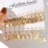 24-Pair Women's Gold Earring Set — Boho Vintage Pearl & Geometric Hoops Gift Set