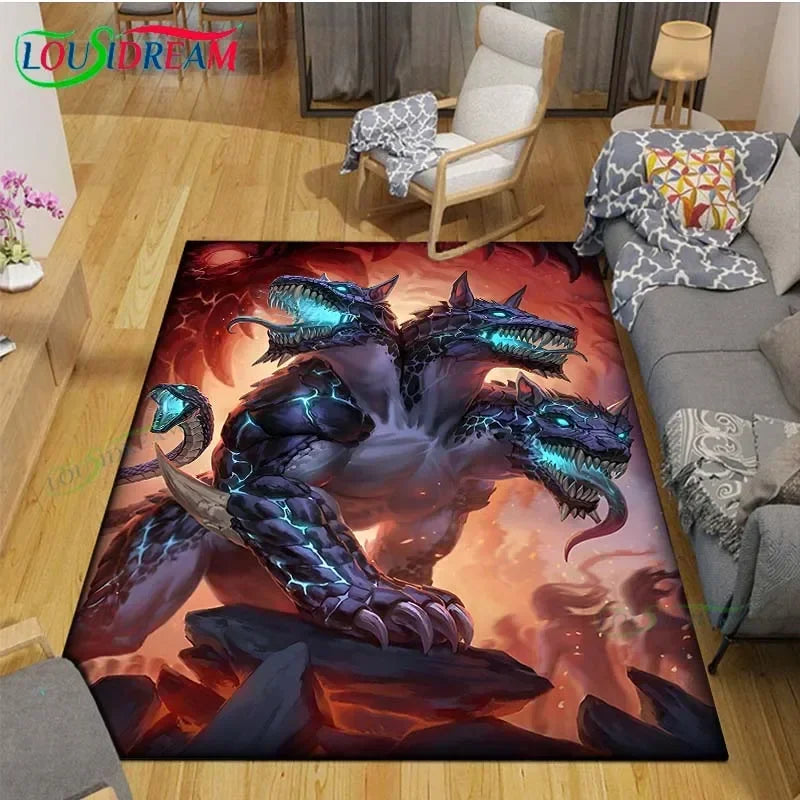 3D Mythical Beast Printed Area Rug Anti-Slip Polyester Carpet for Living Room, Kids Bedroom & Yoga Mat — Multiple Sizes (23.6×15.7–90.5×63 in / 60×40–230×160 cm)