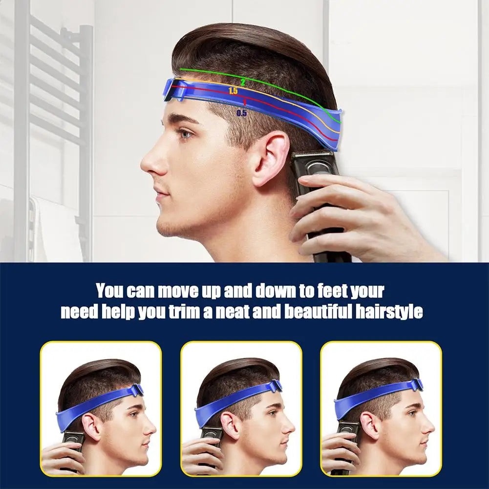 Adjustable Hairline & Neckline Trimming Guide Set – DIY Haircut Template with Silicone Headband & Clipper Comb