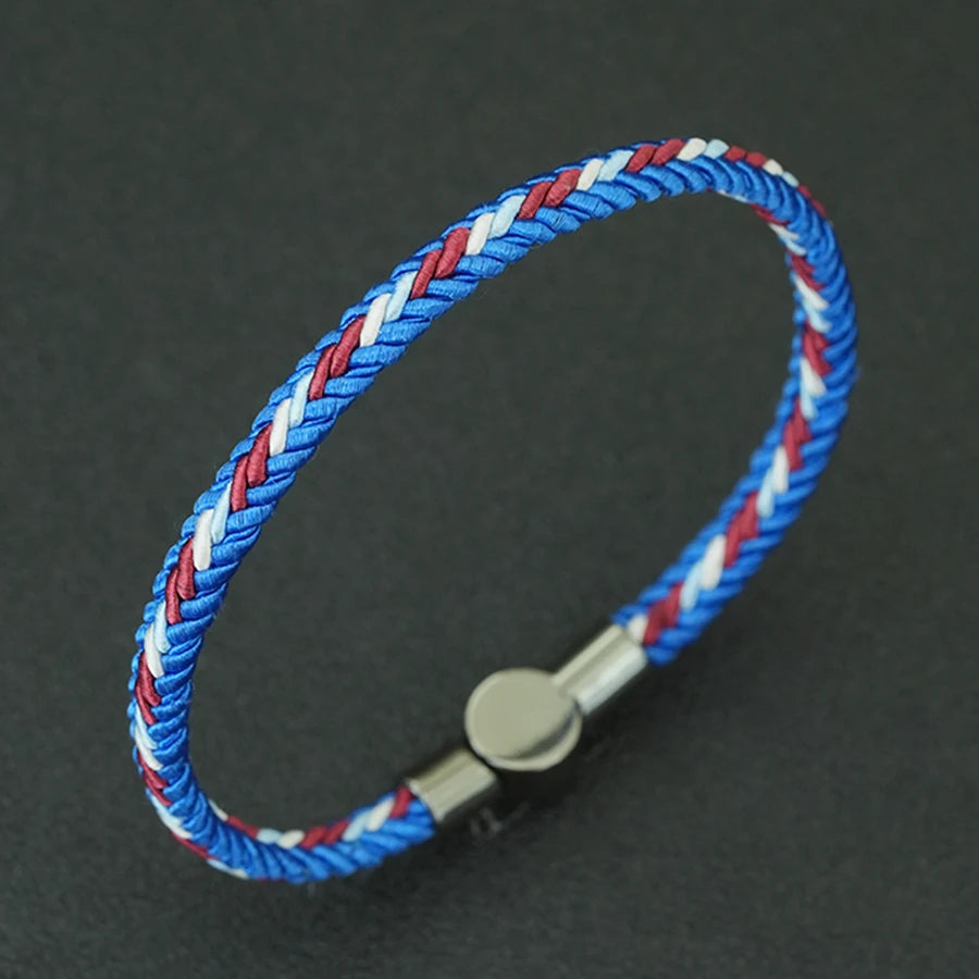 Handmade Ethnic Braided String Bracelet – Unisex Lucky Thread Couple Bangle with Magnetic Clasp, 18.5/20.5/22.5 cm (7.3/8.1/8.9 in)